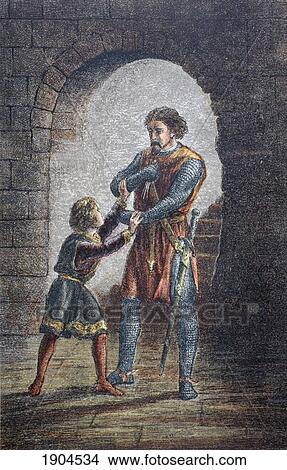 Picture - Arthur Speaks In King John, Act Iv, Scene I, By William Shakespeare. Or Hubert, If You Will, Cut Out My Tongue, So I May Keep Mine Eyes. From The Illustrated Library Shakspeare, Published London 1890.. Fotosearch