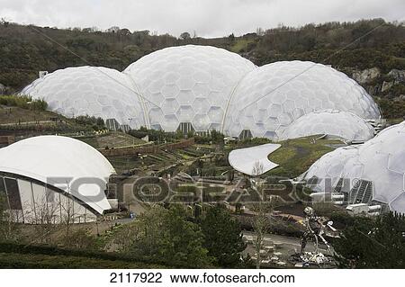 Stock Image - Artificial Biomes Where Plants Are Collected From All Around The World; Austell Cornwall England. Fotosearch