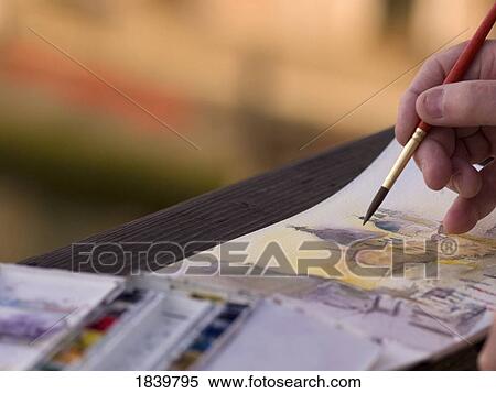 Stock Photography - Artist Painting Building; Venice, Italy. Fotosearch