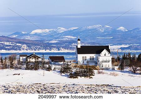 Artist's Choice: Church, St. Lawrence River And Mountains Of Charlevoix Region At Sunrise, Bas-Saint-Laurent Region, Riviere-Ouelle, Quebec View Large Photo Image Stock Photo - Artist's Choice: Church, St. Lawrence River And Mountains Of Charlevoix Region At Sunrise, Bas-Saint-Laurent Region, Riviere-Ouelle, Quebec. Fotosearch