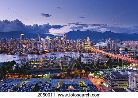Stock Image - Artist's Choice: City Skyline At Dusk, Vancouver, British Columbia. Fotosearch
