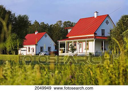 Stock Photo - Artist's Choice: Country Home At Sunrise, Bas-Saint-Laurent Region, Saint-Juste-Du-Lac, Quebec. Fotosearch