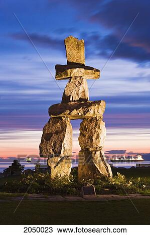 Artist's Choice: Inukshuk And English Bay At Dusk, Vancouver, British Columbia View Large Photo Image Stock Image - Artist's Choice: Inukshuk And English Bay At Dusk, Vancouver, British Columbia. Fotosearch