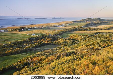 Stock Photo - Artist's Choice: View Of Kamouraska Village And St. Lawrence River At Sunset, Bas-Saint-Laurent Region, Quebec. Fotosearch