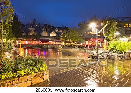 Stock Photography - Artist's Choice: Whistler Village At Dusk, Whistler, British Columbia. Fotosearch