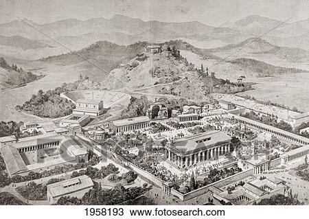 Artist's Impression Of Olympia, Greece, At The Time Of The Ancient Olympic Games. From El Mundo Ilustrado, Published Barcelona, 1880. View Large Photo Image Stock Image - Artist's Impression Of Olympia, Greece, At The Time Of The Ancient Olympic Games. From El Mundo Ilustrado, Published Barcelona, 1880.. Fotosearch