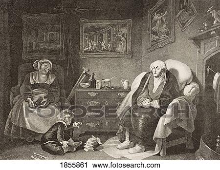 Stock Image - As You Like It. Act Ii. Scene Vii. The Seven Ages Of Man. Seventh Age. From The Boydell Shakespeare Gallery Published Late 19Th Century. After A Painting By Robert Smirke.. Fotosearch