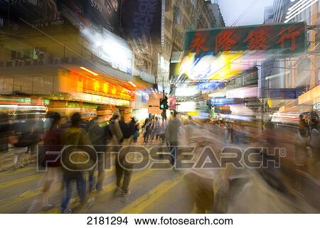 Picture - Asia, China, Hong Kong, Kowloon Mongkok Street Market Night. Fotosearch