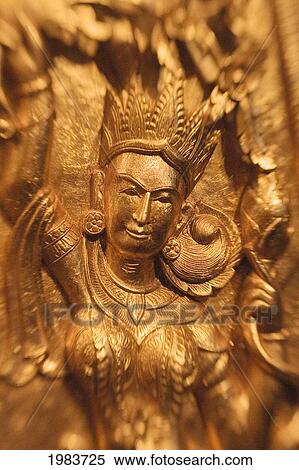 Stock Photography - Asian Art, Close-Up Of Exotic Golden Sculpture.. Fotosearch