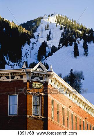 Aspen Mountain And Old Building View Large Photo Image Stock Photo - Aspen Mountain And Old Building. Fotosearch