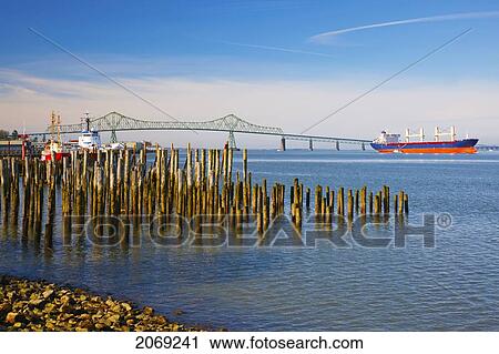 Stock Image - Astoria Bridge And Columbia River; Astoria Oregon United States Of America. Fotosearch
