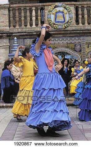 Stock Photo - At La Plaza De Espana During Feria. Fotosearch