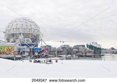 Stock Photo - Athletes Village Under Construction And Science World, Vancouver, British Columbia. Fotosearch