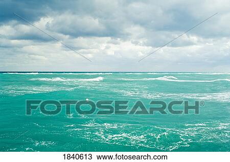 Stock Image - Atlantic Ocean And Sky From Palm Beach County; Florida, Delray Beach, Usa. Fotosearch