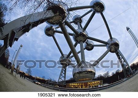 Stock Image - Atomium, Low Angle View, Brussels, Belgium. Fotosearch