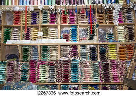 Attractive display of threads in local store; Chefchaouen, Morocco View Large Photo Image Stock Photograph - Attractive display of threads in local store; Chefchaouen, Morocco. Fotosearch