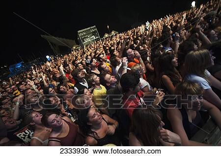 Stock Photograph - Audience Of Music Festival; Barcelona, Spain. Fotosearch