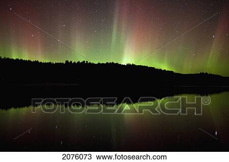 Stock Image - Aurora Borealis Or Northern Lights In Algonquin Park; Ontario Canada. Fotosearch