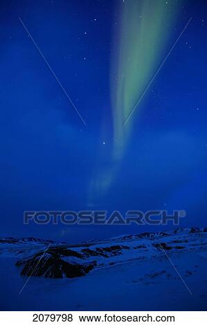 Stock Photo - Aurora Borealis Or Northern Lights Over An Unnamed Lake, Northwest Territories.. Fotosearch