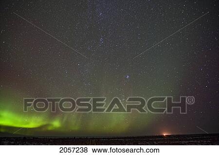 Stock Photo - Aurora Borealis Or Northern Lights, Manitoba.. Fotosearch