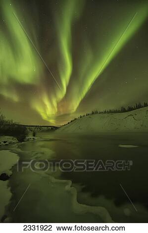 Aurora Borealis Over The Yukon River; Yukon Canada View Large Photo Image Stock Image - Aurora Borealis Over The Yukon River; Yukon Canada. Fotosearch