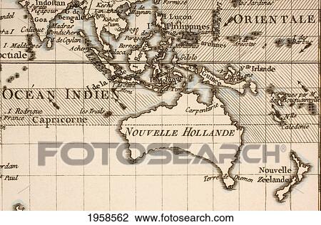 Stock Image - Australia Circa 1760. Mercator Projection. From Atlas De Toutes Les Parties Connues Du Globe Terrestre By Cartographer Rigobert Bonne Published Geneva Circa 1760.. Fotosearch