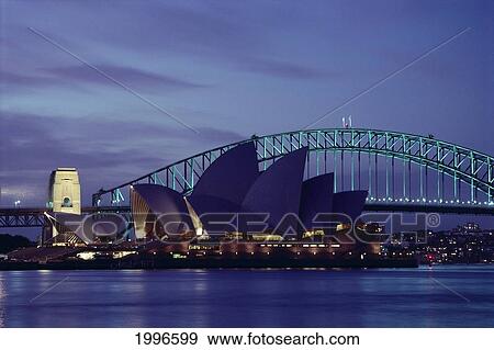 Australia, New South Wales, Sydney Opera House, Harbor And Bridge At Twilight, Lights A54F View Large Photo Image Stock Photo - Australia, New South Wales, Sydney Opera House, Harbor And Bridge At Twilight, Lights A54F. Fotosearch