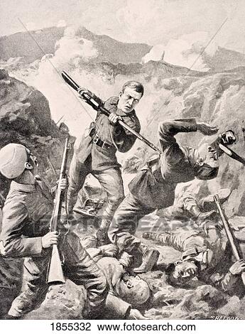 Stock Image - Australian Lance-Corporal Albert Jacka Vc 1893 To 1932 Was Awarded Victoria Cross After Single Handedly Killing Seven Enemy Soldiers At Courtney's Post Gallipoli Peninsula Turkey May 19-20 1915 From The War Illustrated Album Deluxe Published London 1916. Fotosearch