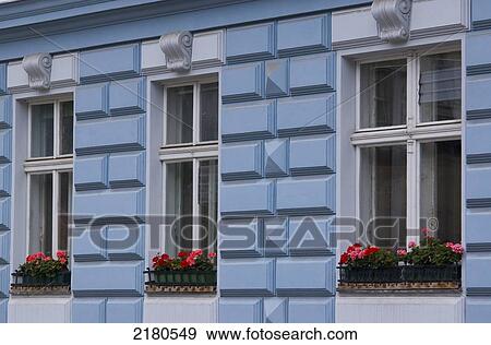 Austria, Vienna, Windows In Blue Building View Large Photo Image Stock Photo - Austria, Vienna, Windows In Blue Building. Fotosearch