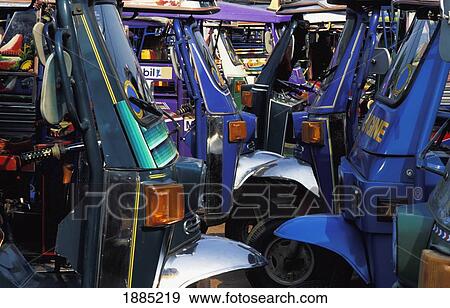 Stock Photo - Auto-Rickshaws, Close Up. Fotosearch