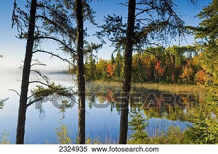Stock Photography - Autumn at Bunny Lake near Sioux Narrows; Ontario, Canada. Fotosearch