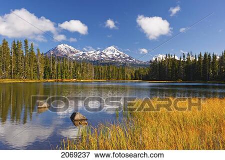Stock Photo - Autumn Colours Along Scott Lake And Three Sisters Wilderness In The Oregon Cascades; Oregon United States Of America. Fotosearch