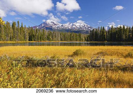 Autumn Colours Along Scott Lake And Three Sisters Wilderness In The Oregon Cascades; Oregon United States Of America View Large Photo Image Stock Photograph - Autumn Colours Along Scott Lake And Three Sisters Wilderness In The Oregon Cascades; Oregon United States Of America. Fotosearch