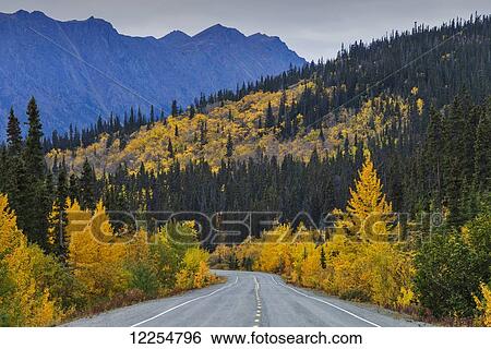 Stock Photograph - Autumn scenic along the Klondike Highway south of Whitehorse, Yukon Territory, Canada. Fotosearch