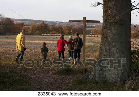 Stock Image - Autumn Walk Among Fields; Surrey, England, Uk. Fotosearch