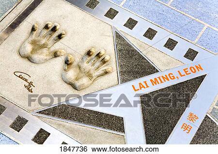 Stock Photograph - Avenue Of The Stars In Kowloon District; Hong Kong, Hong Kong Territory, China. Fotosearch