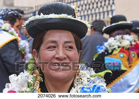 Aymara Woman In A Preste Procession Through The Streets Of La Paz, Bolivia View Large Photo Image Stock Photograph - Aymara Woman In A Preste Procession Through The Streets Of La Paz, Bolivia. Fotosearch