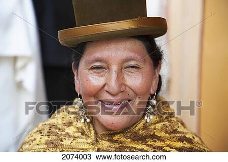 Stock Image - Aymara Woman, La Paz, Bolivia. Fotosearch
