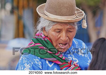 Stock Image - Aymara Woman, Patacamaya, La Paz Department, Bolivia. Fotosearch