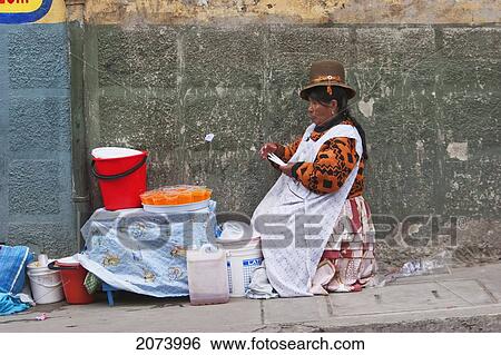 Aymara Woman Selling Jell-O, La Paz, Bolivia View Large Photo Image Stock Photograph - Aymara Woman Selling Jell-O, La Paz, Bolivia. Fotosearch