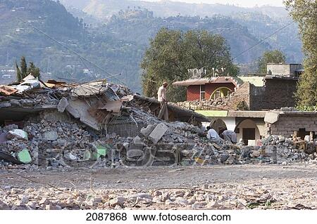 Stock Photo - Azad Jammu & Kashmir University Destroyed By The 8 October 2005 Earthquake, Muzaffarabad, Azad Kashmir, Pakistan. Fotosearch