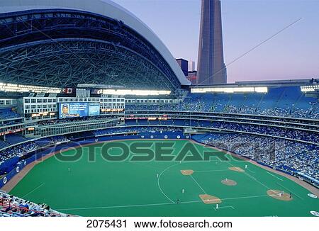 Stock Image - B. Rondel; Open Skydome, Dusk, Toronto, On. Fotosearch