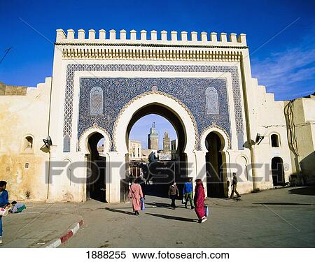 Stock Photography - Bab Bou Jeloud (Main Gate At South-West Corner Of Medina-Walled Town). Fotosearch