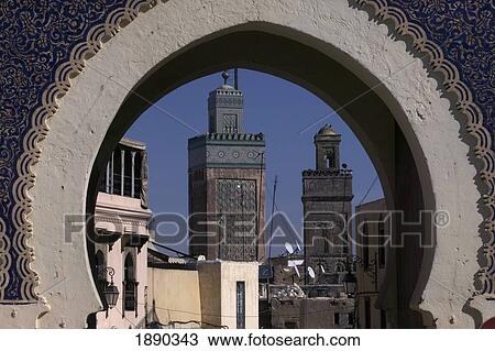 Stock Image - Bab Boujeloud Medina Gate. Fotosearch