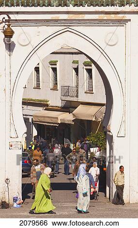 Stock Photograph - Bab El Fahs The Gate Leading From Le Grand Socco Into The Medina; Tangiers Morocco. Fotosearch