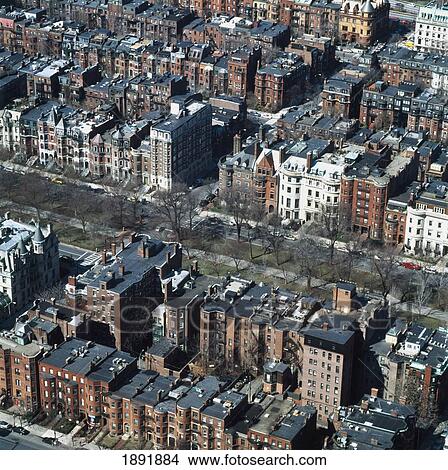Picture - Back Bay District Townhouses From Prudential Centre. Fotosearch