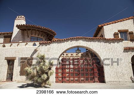 Stock Photograph - Back entrance to Scotty's Castle, Death Valley National Park; California, United States of America. Fotosearch