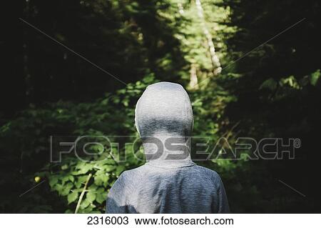 Back Of Boy In Grey Hoodie Facing Forest; Thetford Mines Quebec Canada View Large Photo Image Stock Image - Back Of Boy In Grey Hoodie Facing Forest; Thetford Mines Quebec Canada. Fotosearch