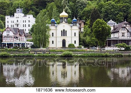 Bad Ems, Rheinland-Pfalz, Germany; Buildings On The Waterfront Of The River Lahn View Large Photo Image Stock Photograph - Bad Ems, Rheinland-Pfalz, Germany; Buildings On The Waterfront Of The River Lahn. Fotosearch