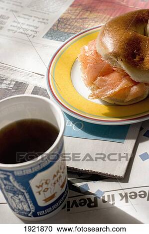 Bagel, Lox, Coffee And New York Times View Large Photo Image Stock Image - Bagel, Lox, Coffee And New York Times. Fotosearch